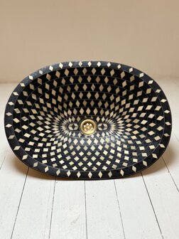 Marokkaanse brass waskom met camelbone  43x55cm