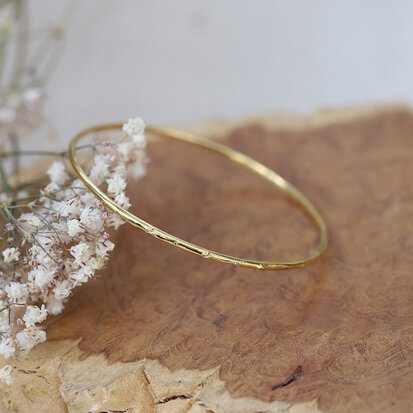 Lotus bangle 18K goldplated / maansteen