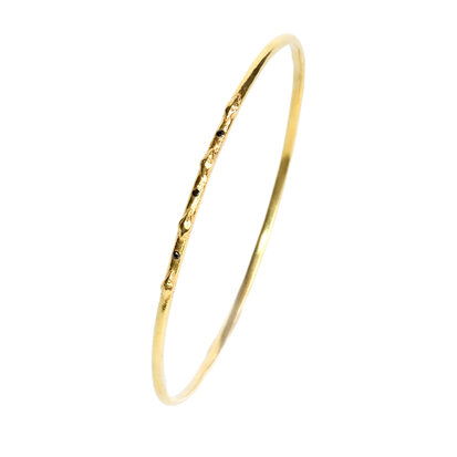 Buddha bangle 18K goldplated / black cubic zirconium