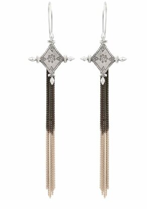 Imani tassel oorbellen white brass - Nakila Collective