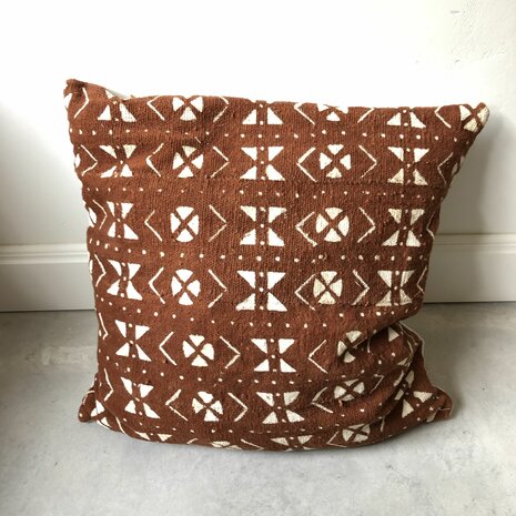 Mudcloth kussen uit Mali - modderdoek- ongeveer 50x50cm