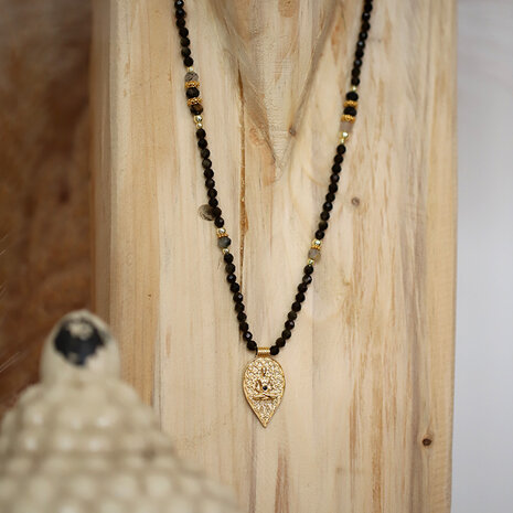 Buddha pendant necklace obsidian