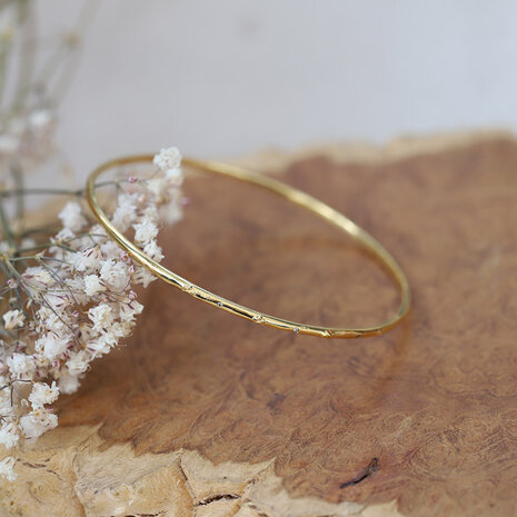 Lotus bangle 18K goldplated / maansteen