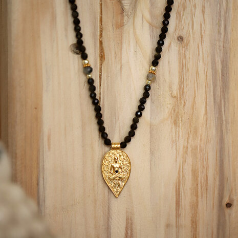 Buddha pendant necklace obsidian