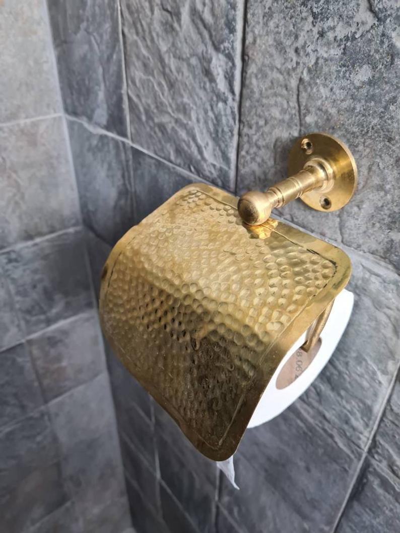 Buitensporig munt Orthodox Goudkleurige brass toiletrolhouder